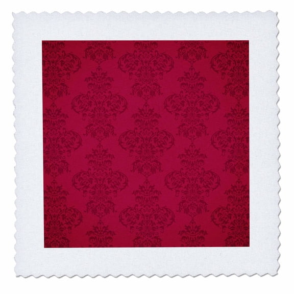 3dRose, Red On Red Damask Pattern, 10x10 inch quilt square