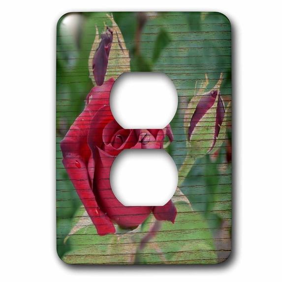 3dRose, Red Roses Wood Design Romantic Flowers, 2 plug outlet cover