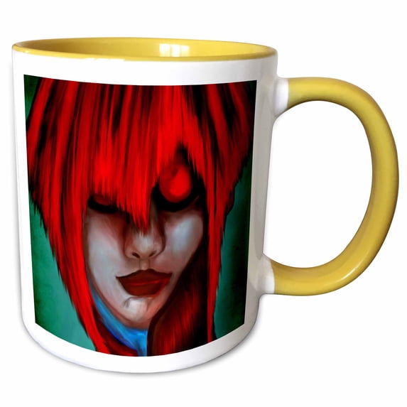 3drose, Red Vampire, 15oz Two-tone Yellow Mug