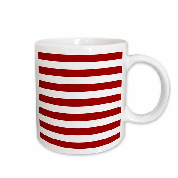 3drose, Red White Stripes Horizontal, 11oz Mug