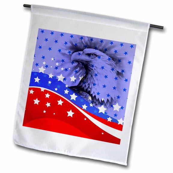 3dRose, Red, White and Blue Stars and Stripes with a Patriotic Eagle Head, 12 x 18 inch Garden Flag