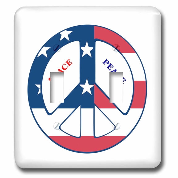 3dRose, Red White n Blue Peace Symbol, double toggle switch