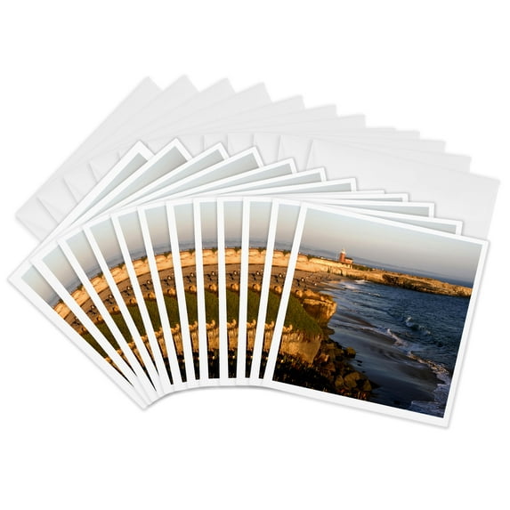 3drose, Red Brick Lighthouse at Santa Cruz, California - Us05 Dfr0295 - David R. Frazier, 12 Greeting Cards with Envelopes