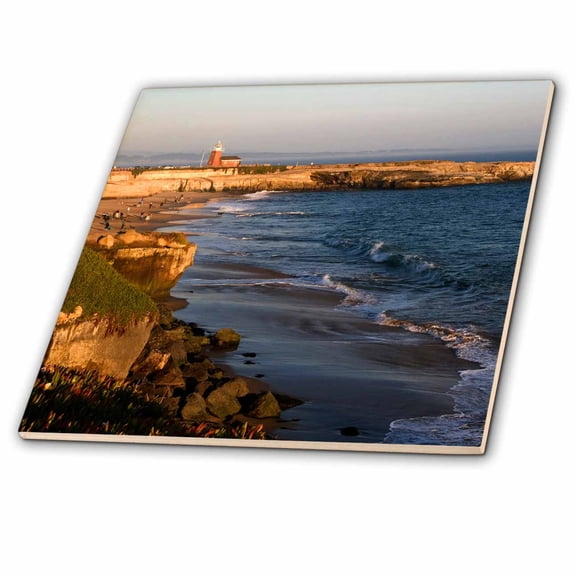3dRose, Red brick lighthouse at Santa Cruz, California - US05 DFR0295 - David R. Frazier, 4 Inch Ceramic Tile