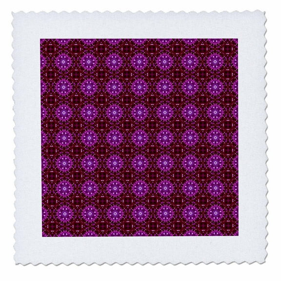 3dRose, Red, pink, and purple geometric flowers, squares, and crosses weave pattern, 10x10 inch quilt square