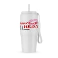 thumbnail image 1 of Red Text Makeup Hero, Three Lipstick Tubes, Lips On White Background, 20oz Tumbler, 1 of 7