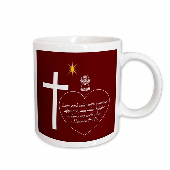 3drose, Red, White Cross, Angel, Star, Heart. Love Each Other with Affection, 11oz Mug