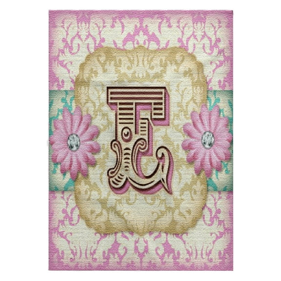 3dRose, Regal Pastel Mod Damask Monogram Initial E, 22x30 Bath Hand Pool Towel