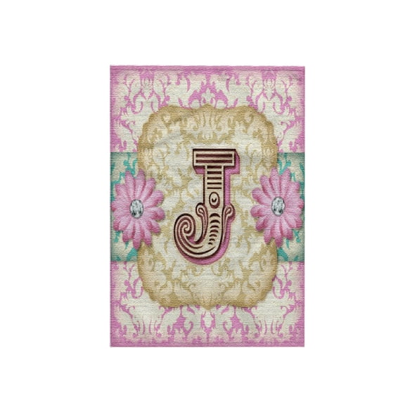 3dRose, Regal Pastel Mod Damask Monogram Initial J, 15x22 Hand Towel