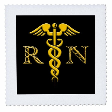 3dRose, Registered nurse abbreviation and a caduceus medical symbol image, 10x10 inch quilt square