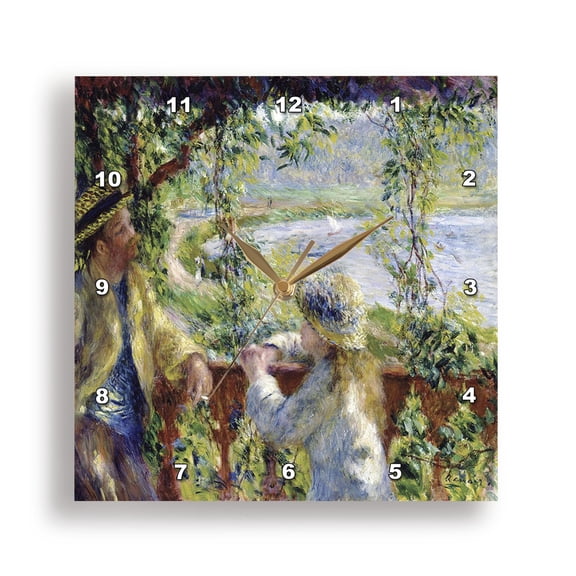 3dRose, Renoirs Painting By The Water, 10x10 Wall Clock