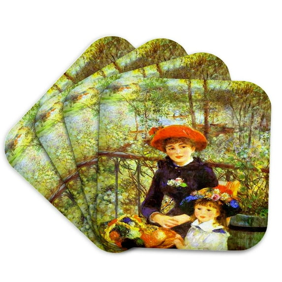 3drose, Renoirs Painting on the Terrace, Set of 4 Coasters - Soft