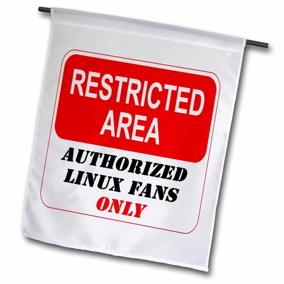 3dRose, Restricted Area Authorized Linux Fans Only sign, 18 x 27 inch Garden Flag