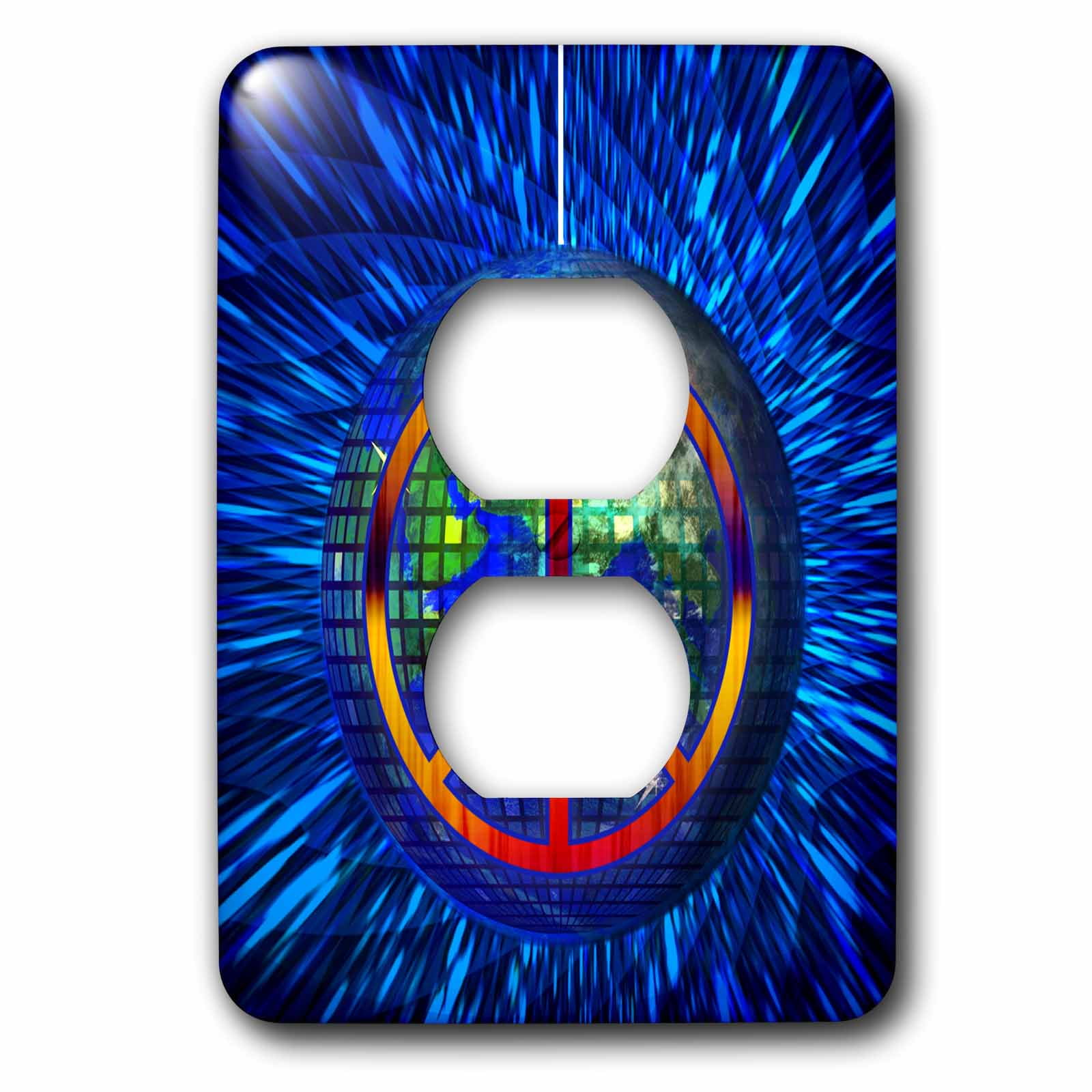 3dRose, Retro Hippie Themed Peace on Earth with Disco Ball and Tie Dye, 2 plug outlet cover
