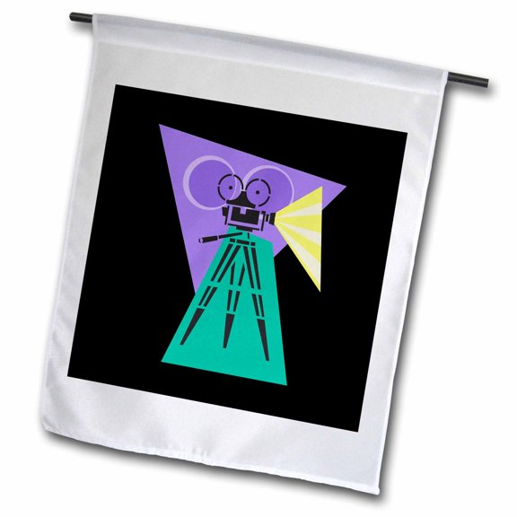 3dRose, Retro Movie Camera, 12 x 18 inch Garden Flag
