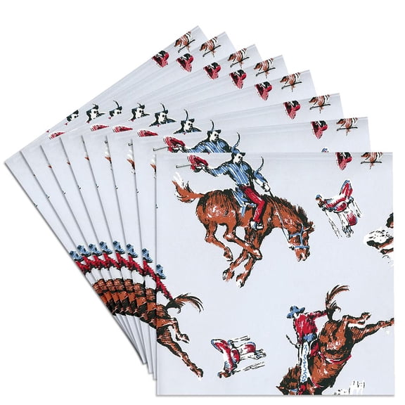 3dRose, Retro Rodeo Cowboys, Set of 8 Ceramic Tile Coasters
