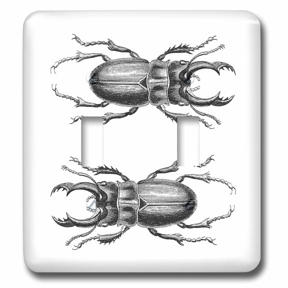 3dRose, Retro bug drawing black and white, double toggle switch