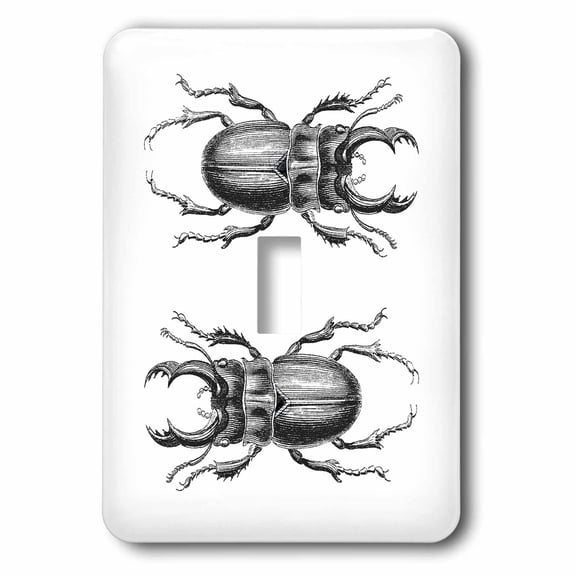 3dRose, Retro bug drawing black and white, single toggle switch