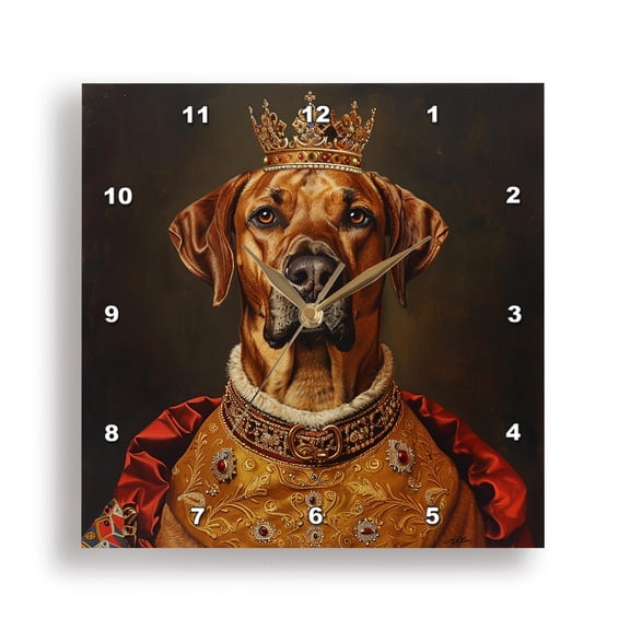 3drose, Rhodesian Ridgeback Royal Portrait Canine Majesty, 10x10 Wall Clock