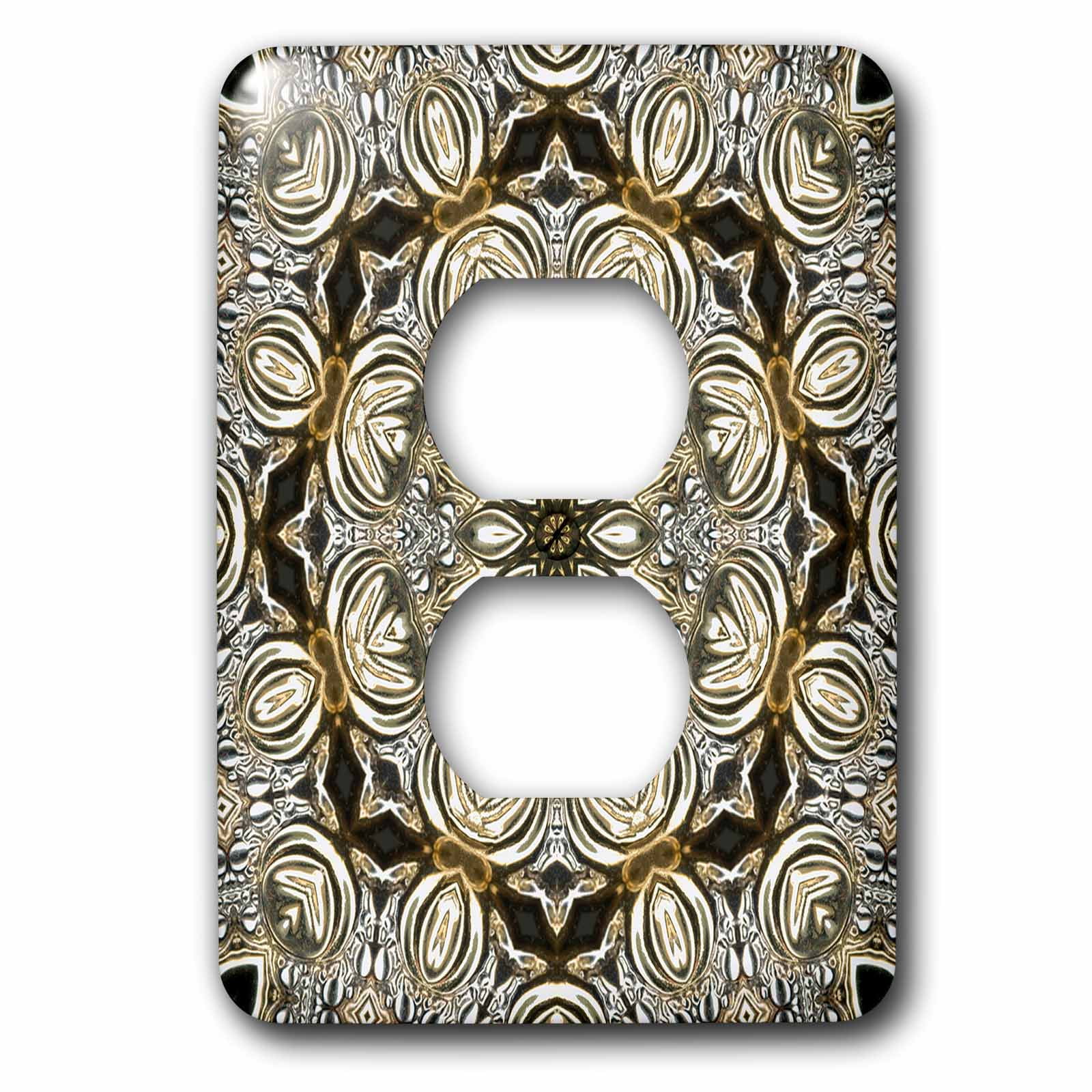 3dRose, Rich Jewelry Elegant Special Gold Flower Plate Mandala, 2 plug outlet cover