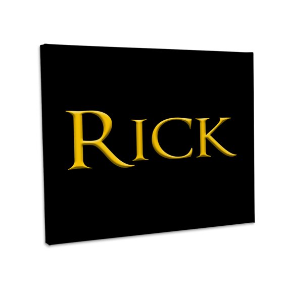 3dRose, Rick attractive male name in the USA. Yellow on black talisman, Museum Grade Canvas Wrap 10x8