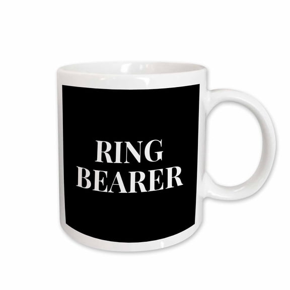3drose, Ring Bearer. Bold White Lettering on a Black Background., 11oz Mug