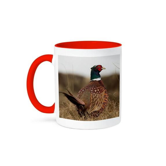 3dRose, Ring Neck Pheasant, 15oz Two-Tone Red Mug