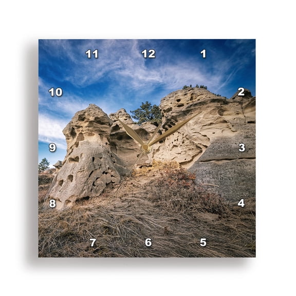 3dRose, Rocky Formations in Medicine Rocks State Park, 15x15 Wall Clock