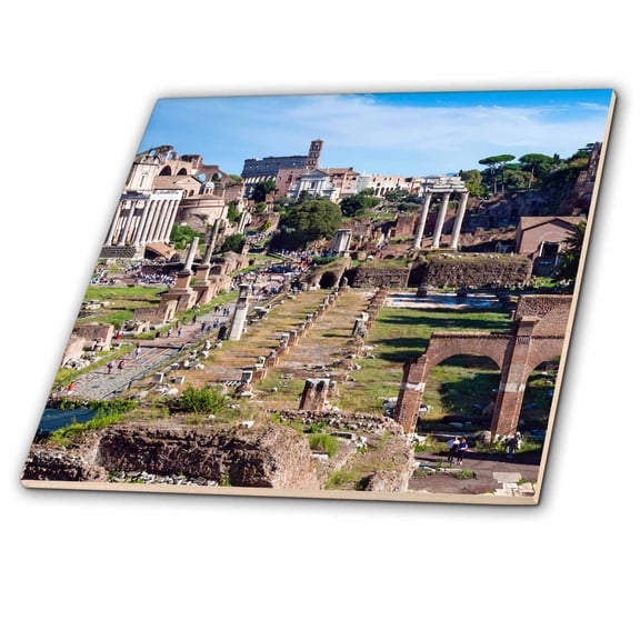 3dRose, Roman Forum, Rome, Unesco World Heritage Site, Latium, Italy, Europe, 4 Inch Ceramic Tile