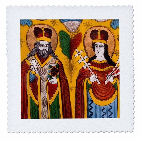 3dRose, Romania, Transylvania, Sibiel, glass icon, 12x12 inch quilt square