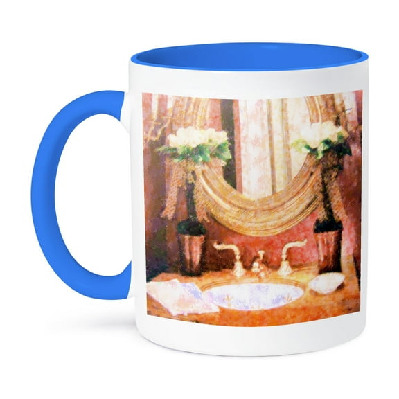 3dRose, Romantic Bath, 11oz Two-Tone Blue Mug