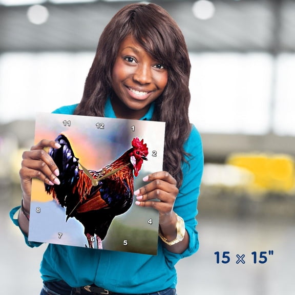 3dRose, Rooster, 15x15 Wall Clock