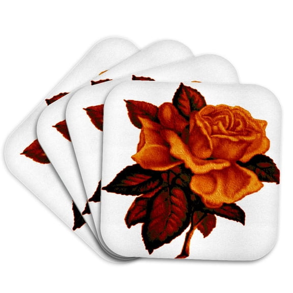 3drose, Rose Burnt Orange Tone, Set of 4 Coasters - Soft