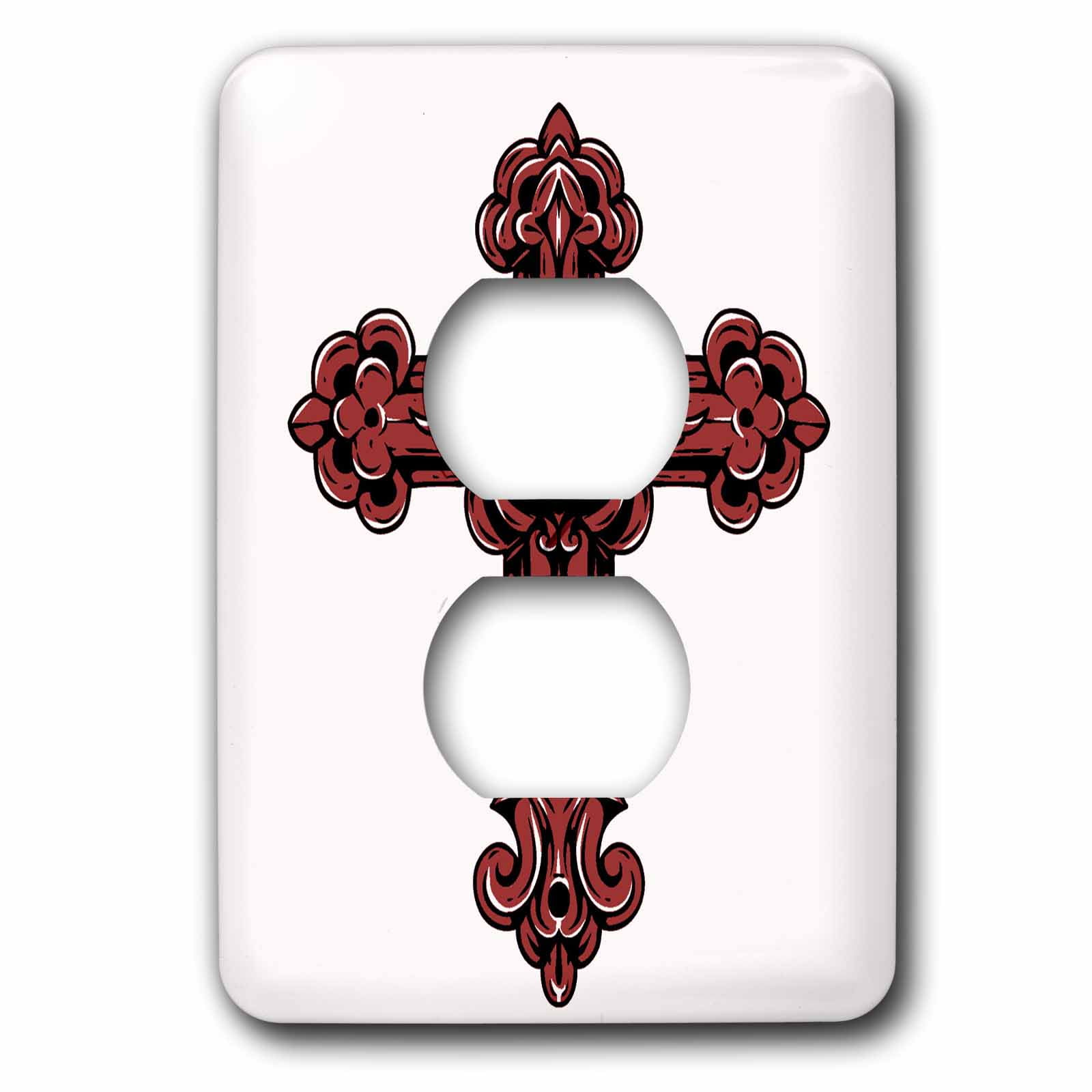3dRose, Rose Colored Decorative Religious Cross, 2 plug outlet cover
