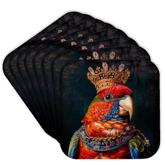 3drose, Rosella Royal Portrait Avian Majesty, Set of 8 Coasters - Soft