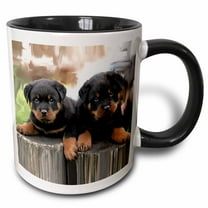 3drose, Rottweiler, 15oz Two-tone Black Mug