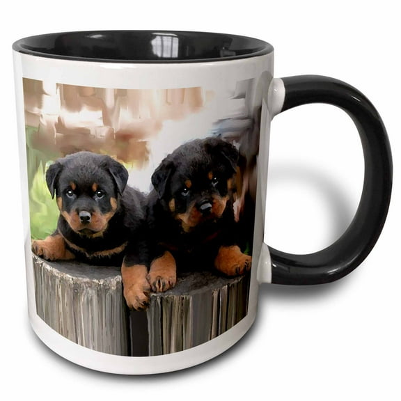 3drose, Rottweiler, 15oz Two-tone Black Mug