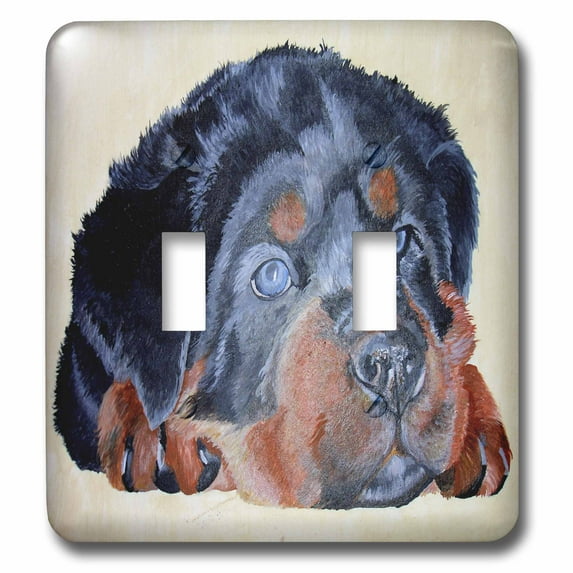 3dRose, Rottweiler Portrait - rottweiler, rottweilers, rottie, rotties, rottie owner, rottweiler puppy, double toggle switch