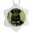 thumbnail image 1 of 3drose, Rottweiler Puppy, 3 inch Snowflake Porcelain Ornament, 1 of 7