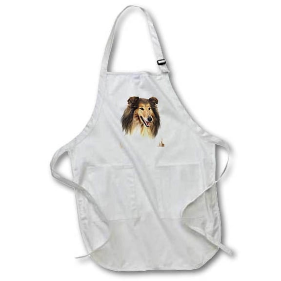3dRose, Rough Collie Portrait, Full Length Apron with Pockets 22w x 30l