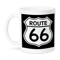 3dRose, Route 66, Black and White, 11oz Mug