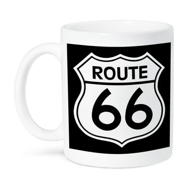 3dRose, Route 66, Black and White, 11oz Mug