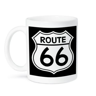 3dRose, Route 66, Black and White, 15oz Mug