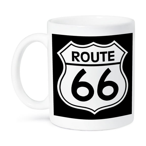 3dRose, Route 66, Black and White, 15oz Mug