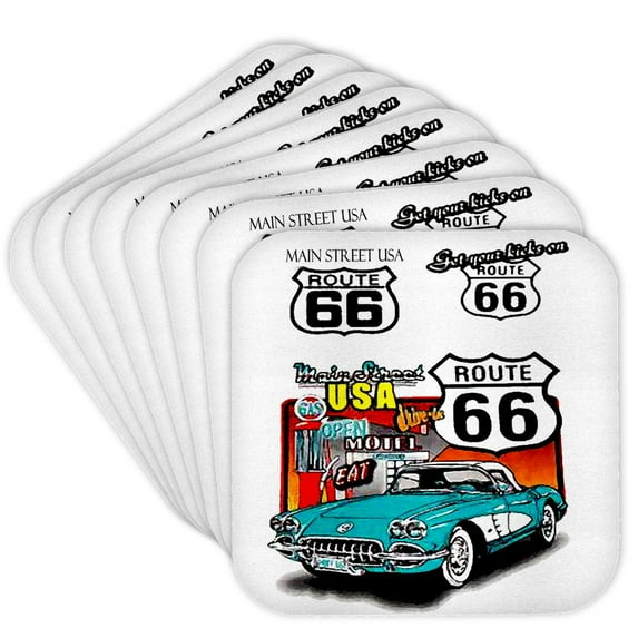 3dRose, Route 66, set of 8 Coasters - Soft