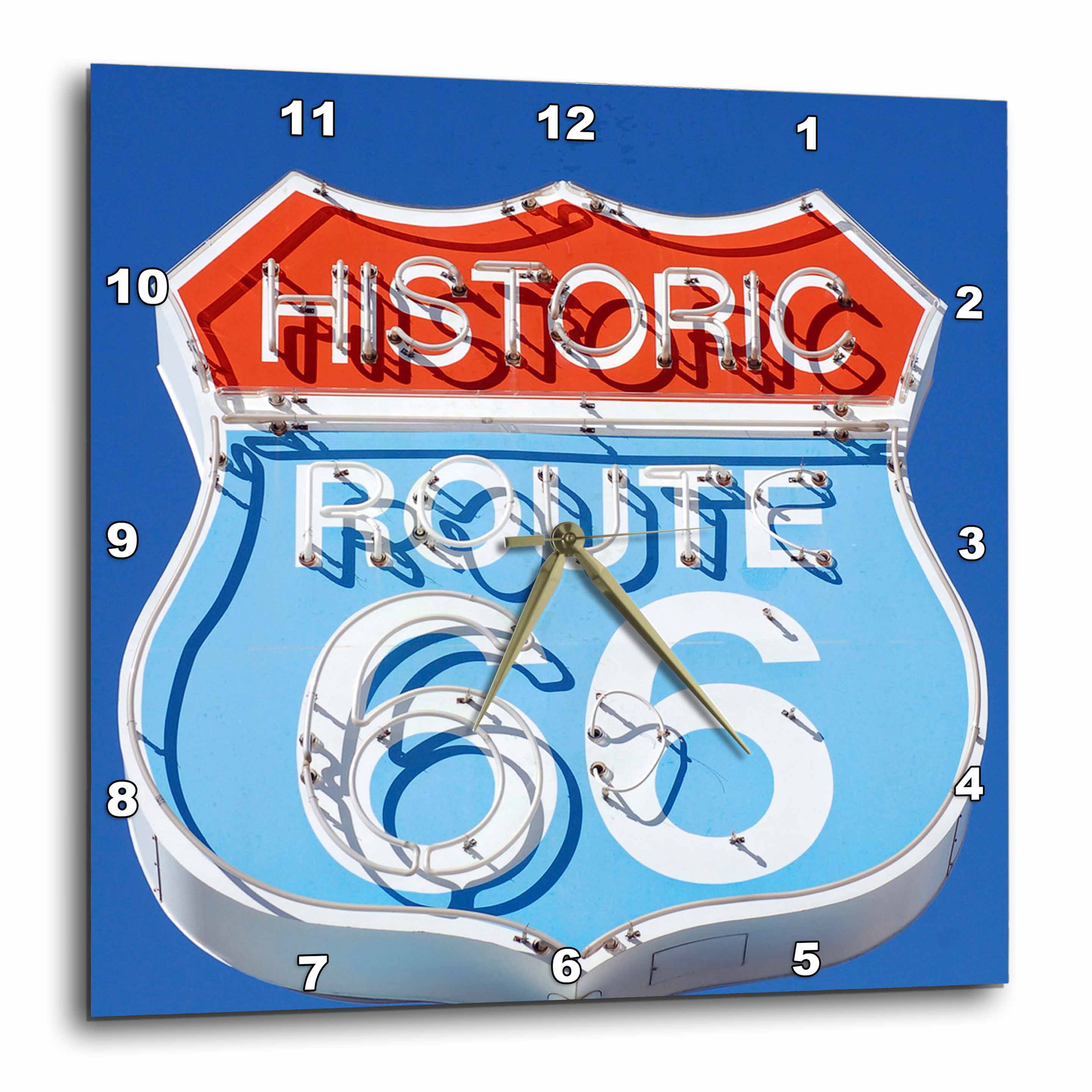 3dRose Route 66 Wall Iconic Wall Clock Arizona, Seligman Lynn Seldon 13 by 13inch