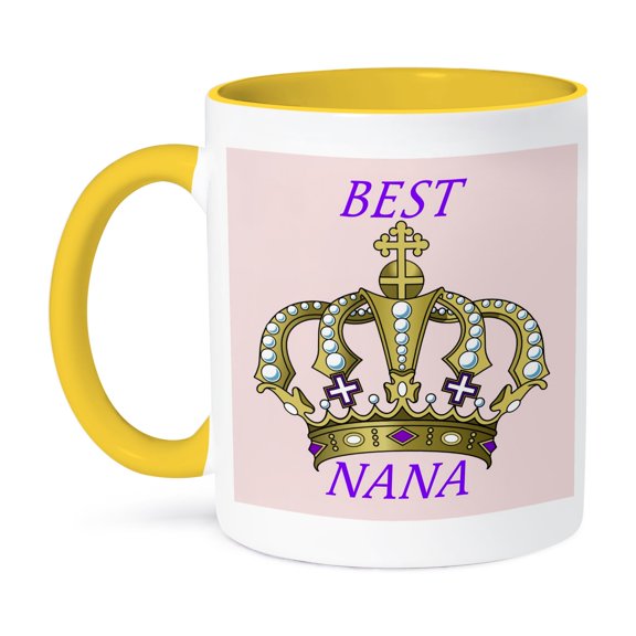 3dRose, Royal Crown With Words Best Nana, 15oz Two-Tone Yellow Mug