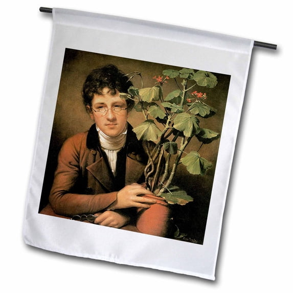 3dRose, Rubens Peale with a Geranium by Rembrandt Peale American Art, 12 x 18 inch Garden Flag