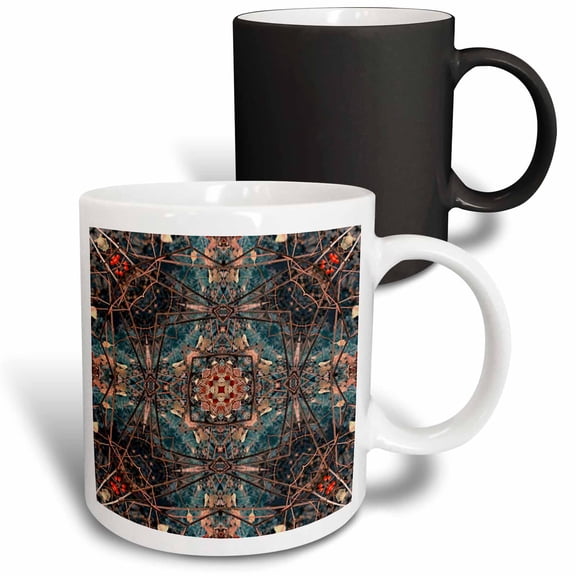 3drose, Ruby Decorative Gift Mandala, 11oz Magic Transforming Mug