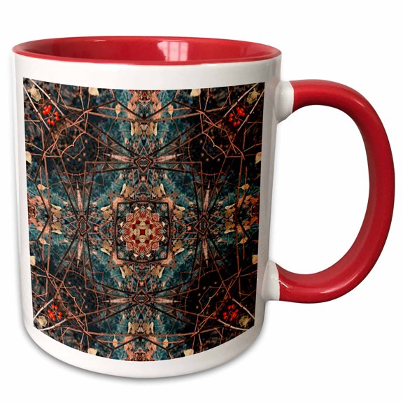 3drose, Ruby Decorative Gift Mandala, 15oz Two-tone Red Mug